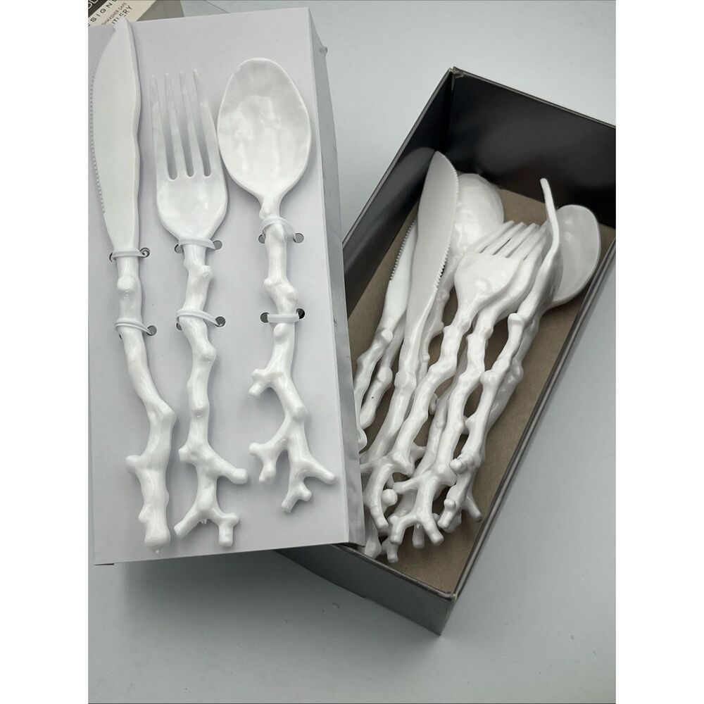 New Michael Aram MADHOUSE Cutlery White Coral Reef Twig Branch Spoon Fork Knife